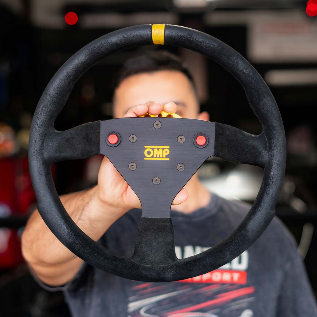 OMP STEERING WHEEL 320 ALUMINUM – NO HORN BUTTON HOLE