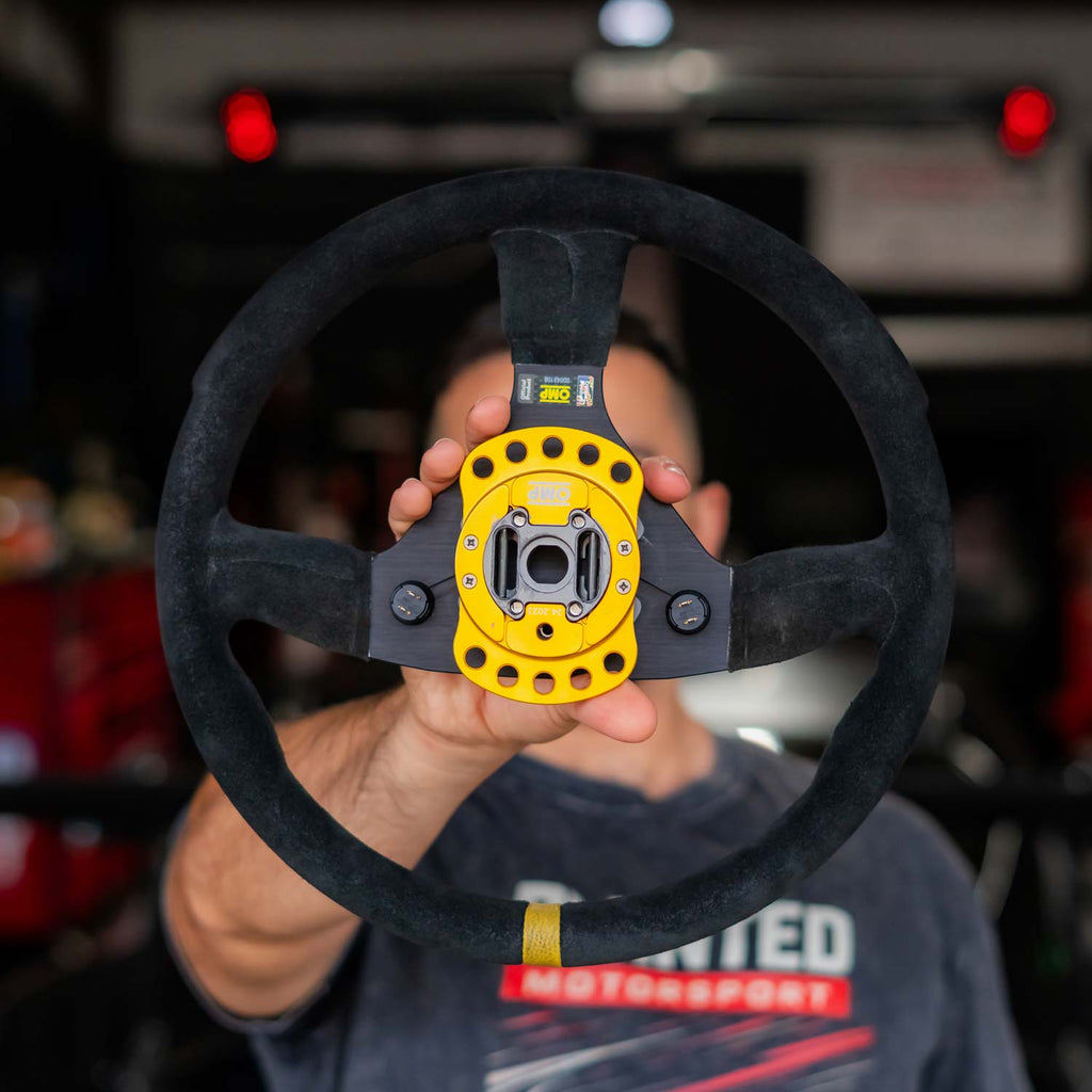 OMP STEERING WHEEL 320 ALUMINUM – NO HORN BUTTON HOLE