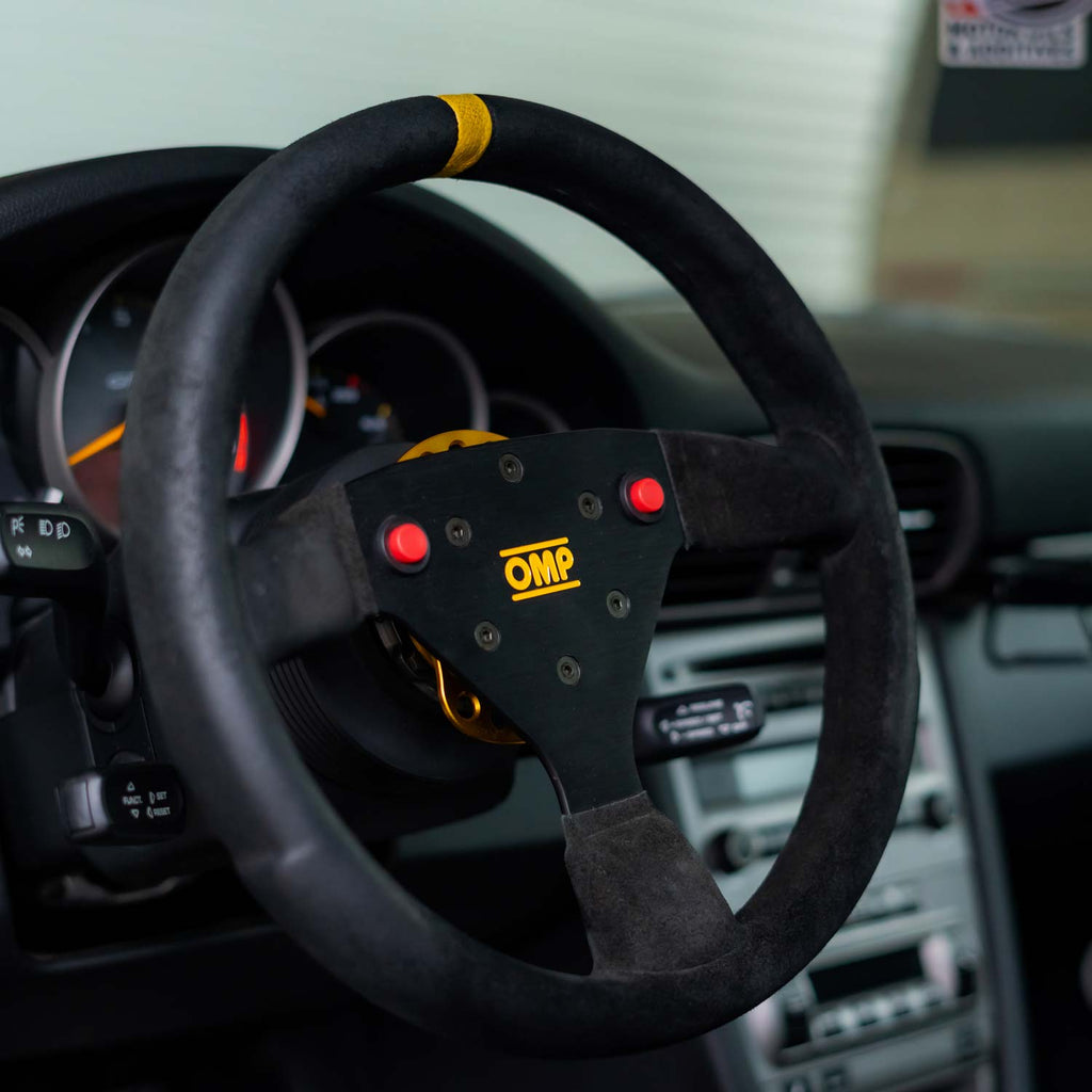 OMP STEERING WHEEL 320 ALUMINUM – NO HORN BUTTON HOLE